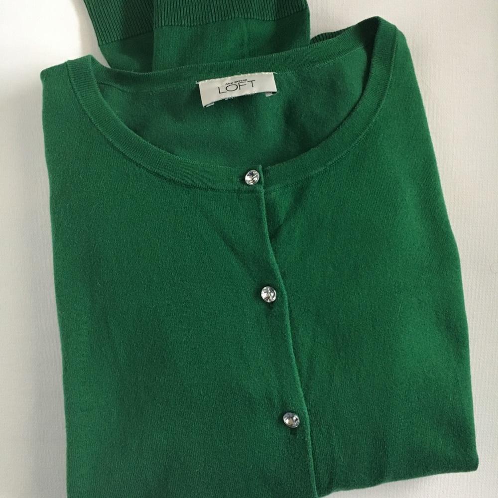 ANN TAYLOR LOFT JEWEL TONE GREEN CARDIGAN